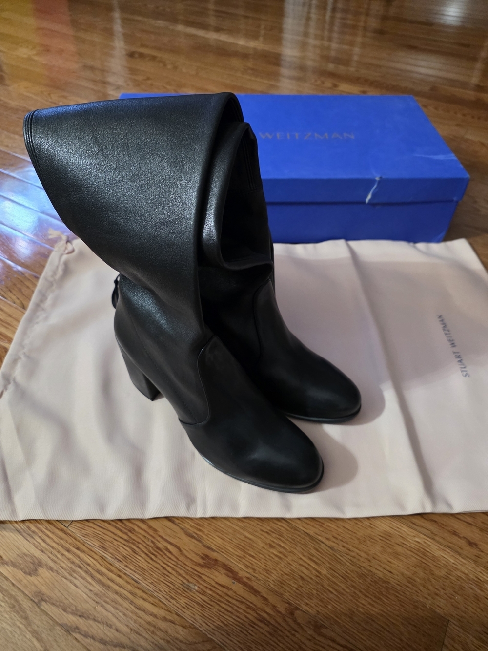 Stuart Weitzman Tall Black Leather Over-the-Knee Boots - Picture 10 of 16